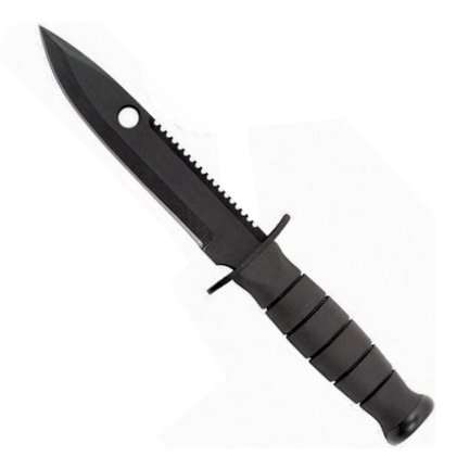 10.5 Inch Hunting Knife W/ Stone Carbon Steel All Black