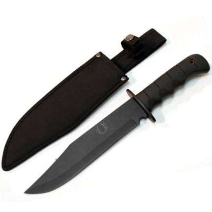13.5 Inch Bowie Hunting Black Carbon Steel
