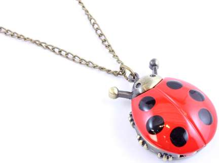 Red Ladybug Necklace Watch