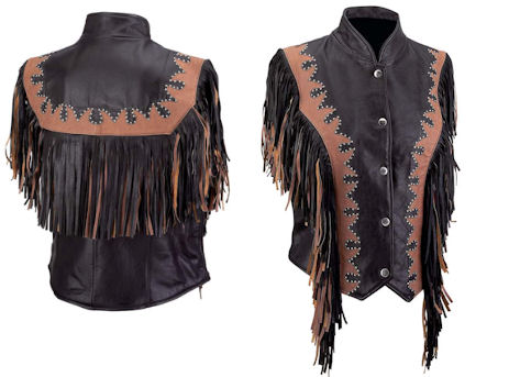 Womens Brown Fringe Leather Vest