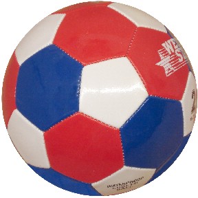 Size 2 Red, White Blue Soccer Ball