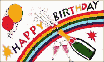 Happy Birthday (Rainbow & Bottle) 3ft x 5ft Flag