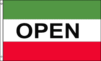Open Green Red 3ft x 5ft Flag