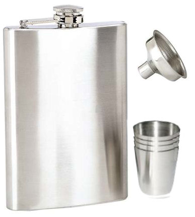 8 oz Hip Flask Gift Set  w/ 4 Cups & Funnel