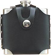 6 Oz Hip Flask W/ Metal Stud Belt Buckle Pouch
