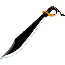 23.5" Black & Silver Machete with A Black Yellow Handle & Sheath