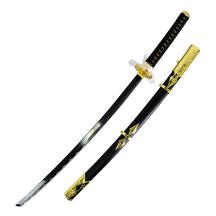 Defender 38" Carbon Steel Samurai Sword Black Gold Emblem Scabbard Dull Blade