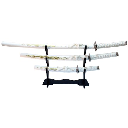White Sword Set W/ Stand