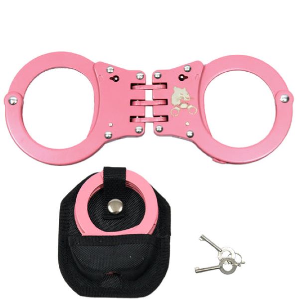 Handcuffs Hinged, Pink, Pouch
