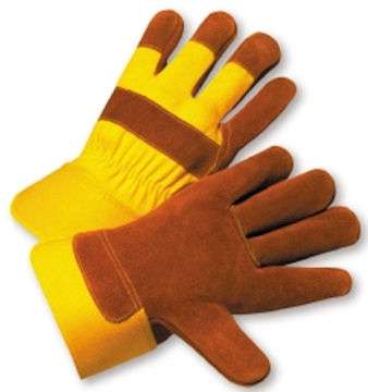 Leather Palm Work Gloves Yellow (12 Pairs)