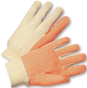WGSOK01PDI  10 oz Cotton Canvas Gloves Orange PVC Dots