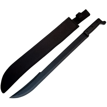 25" Black Machete Sword Hard Plastic Handle with Black Sheath